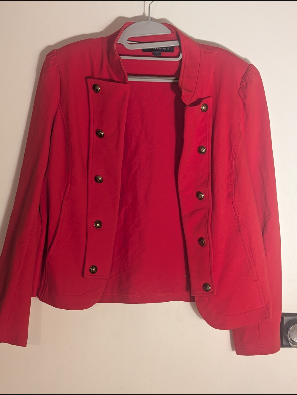 Tommy Hilfiger Red Military-Style Buttoned Blazer